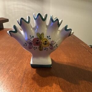 5 finger‎ mini bud vase ELPA Alcobaca Portugal hand painted
